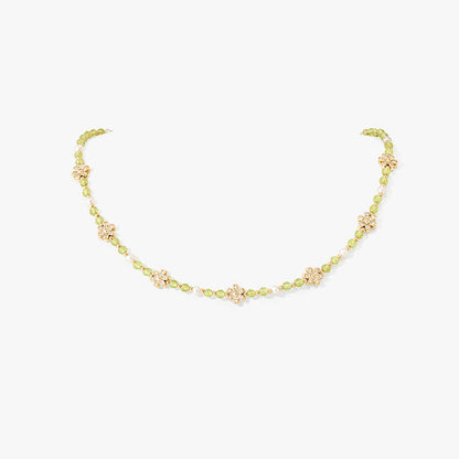 Daisy Yellow Crystal Beaded Necklace