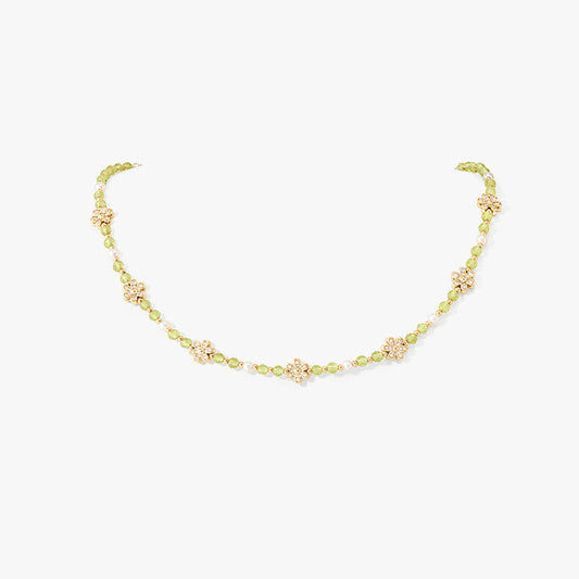 Daisy Yellow Crystal Beaded Necklace