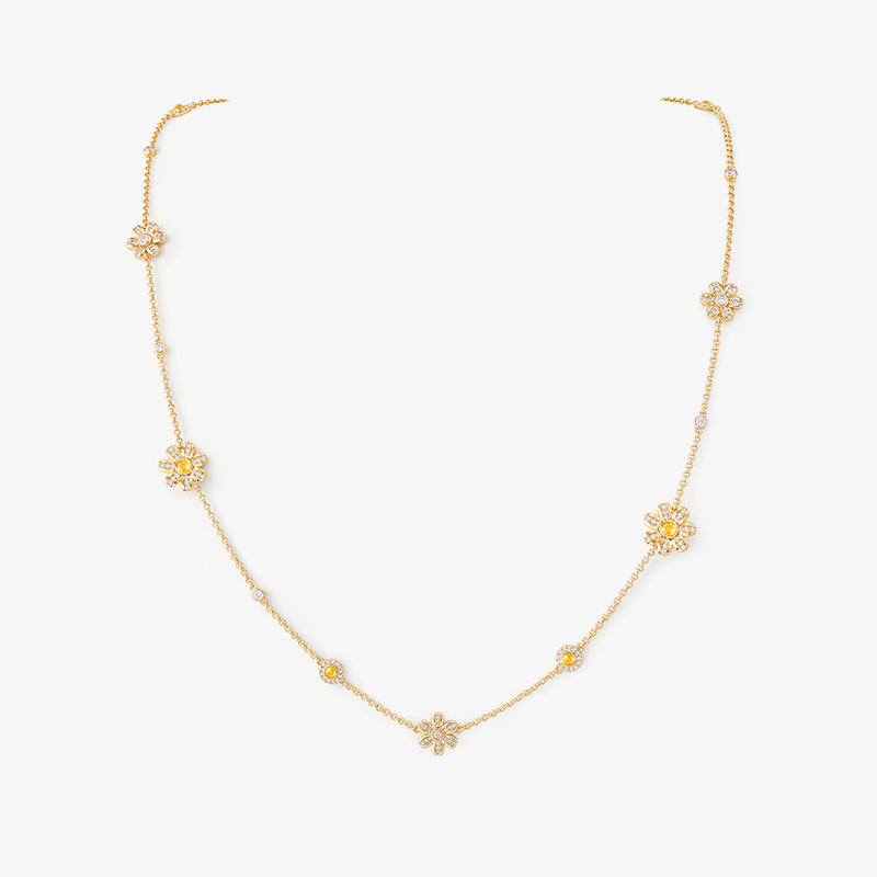 Daisy Long Yellow Crystal Necklace (Shipping from March 21th)