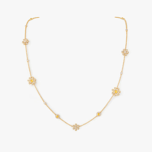 Daisy Long Yellow Crystal Necklace (Shipping from March 21th)