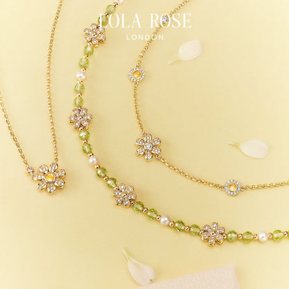 Daisy Yellow Crystal Beaded Necklace