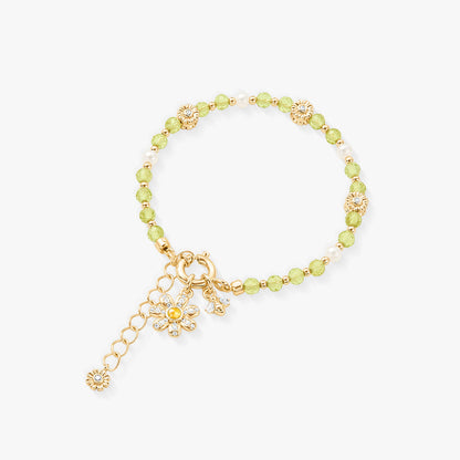 Daisy Yellow Crystal Beaded Bracelet