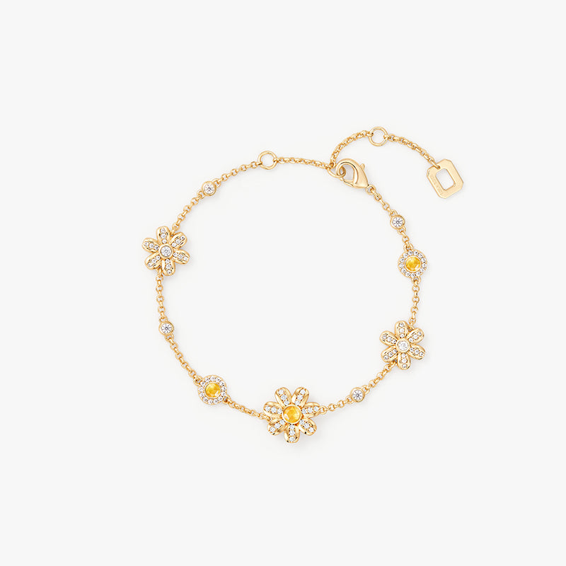 Daisy Cluster Yellow Crystal Bracelet