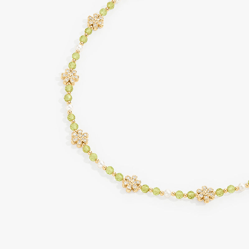Daisy Yellow Crystal Beaded Necklace