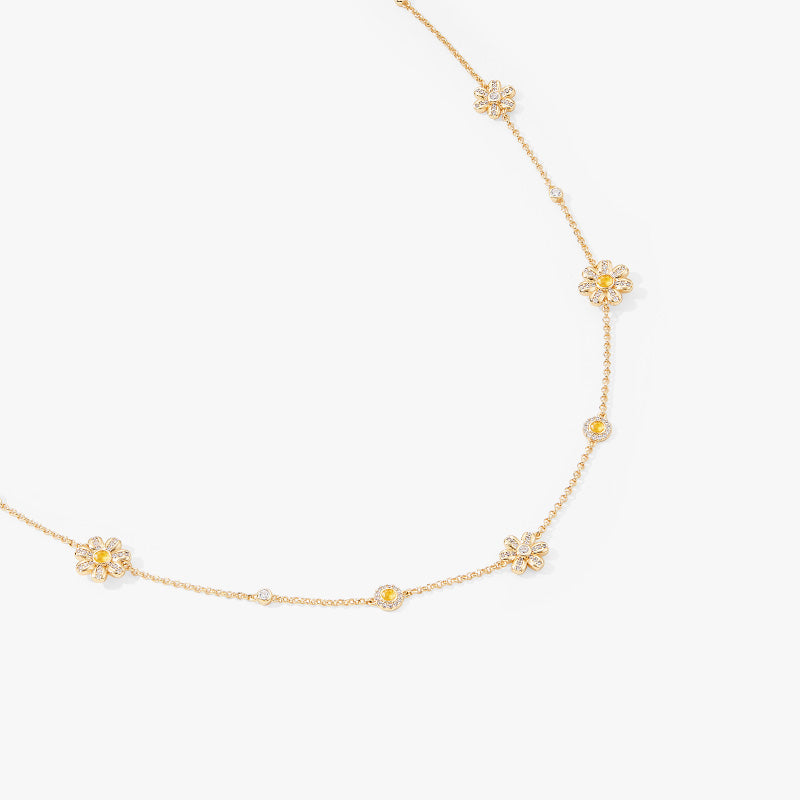 Daisy Long Yellow Crystal Necklace (Shipping from March 21th)