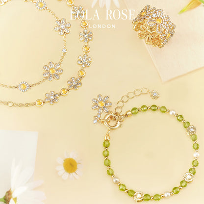 Daisy Cluster Yellow Crystal Bracelet