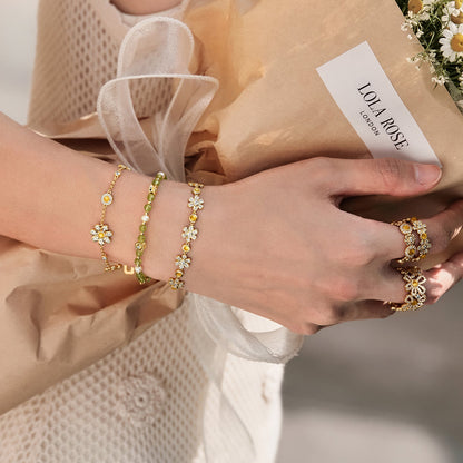 Daisy Cluster Yellow Crystal Bracelet