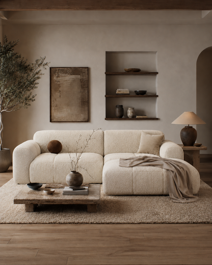 Sienna Curved Bouclé Sectional Sofa with Chaise