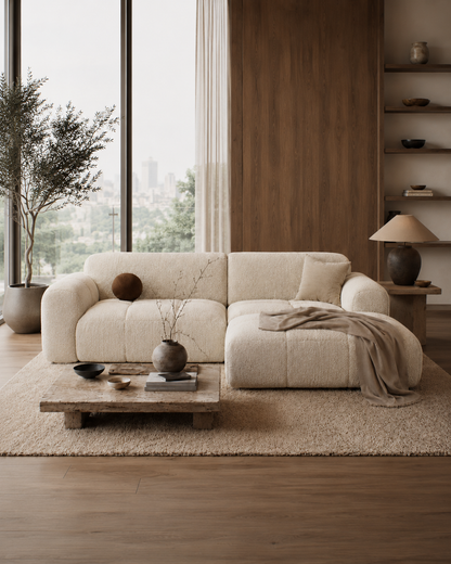 Sienna Curved Bouclé Sectional Sofa with Chaise
